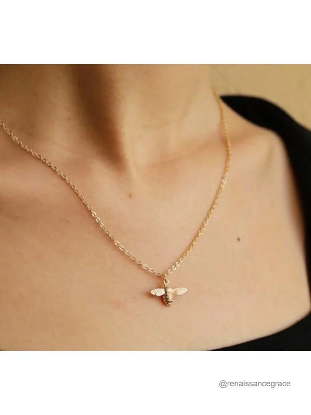 Brass Bee Pendant Necklace for Women, Gift for Friend Sister Mom